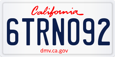 CA license plate 6TRN092