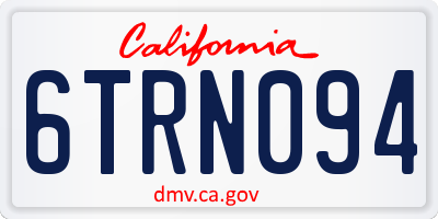 CA license plate 6TRN094