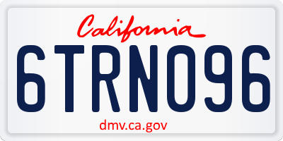 CA license plate 6TRN096