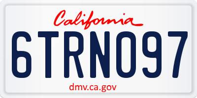 CA license plate 6TRN097