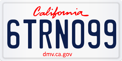 CA license plate 6TRN099