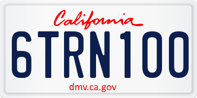 CA license plate 6TRN100