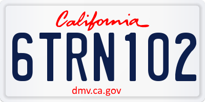 CA license plate 6TRN102