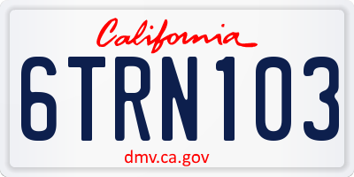 CA license plate 6TRN103