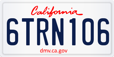 CA license plate 6TRN106