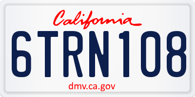 CA license plate 6TRN108