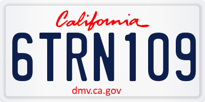 CA license plate 6TRN109