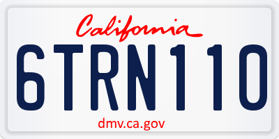 CA license plate 6TRN110