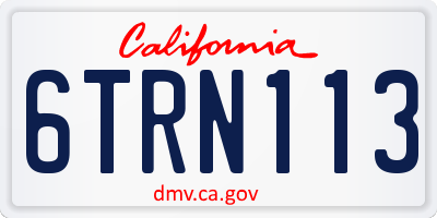 CA license plate 6TRN113
