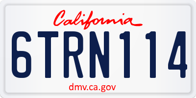 CA license plate 6TRN114