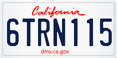 CA license plate 6TRN115