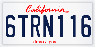 CA license plate 6TRN116
