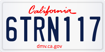 CA license plate 6TRN117