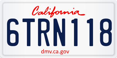 CA license plate 6TRN118