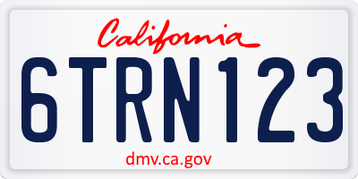CA license plate 6TRN123