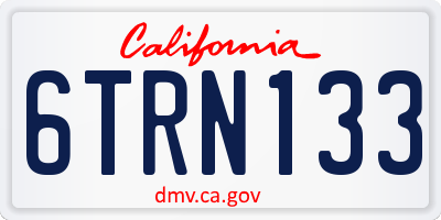 CA license plate 6TRN133