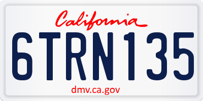 CA license plate 6TRN135