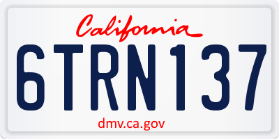 CA license plate 6TRN137