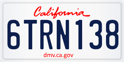 CA license plate 6TRN138