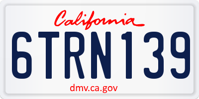 CA license plate 6TRN139