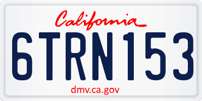 CA license plate 6TRN153