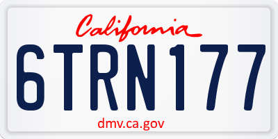 CA license plate 6TRN177