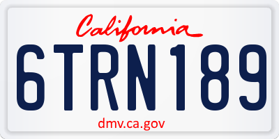 CA license plate 6TRN189