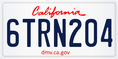 CA license plate 6TRN204