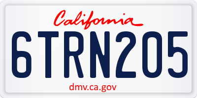 CA license plate 6TRN205