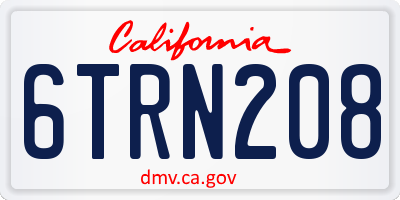 CA license plate 6TRN208