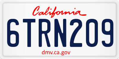 CA license plate 6TRN209