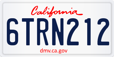 CA license plate 6TRN212