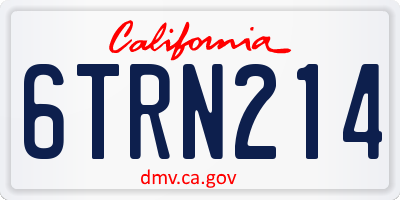 CA license plate 6TRN214