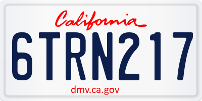 CA license plate 6TRN217