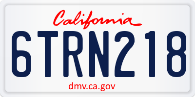 CA license plate 6TRN218