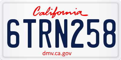 CA license plate 6TRN258