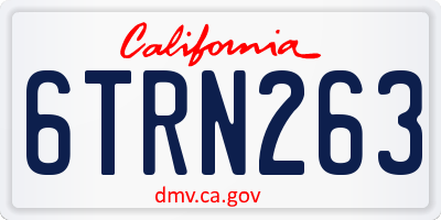 CA license plate 6TRN263