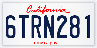 CA license plate 6TRN281