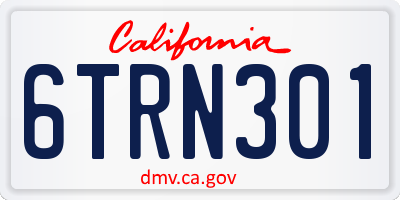 CA license plate 6TRN301