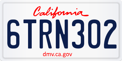 CA license plate 6TRN302