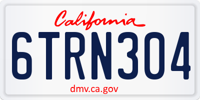 CA license plate 6TRN304