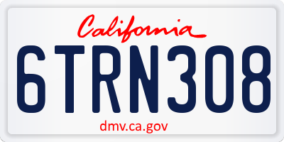CA license plate 6TRN308