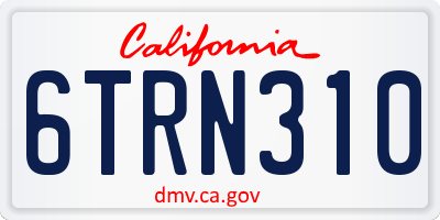 CA license plate 6TRN310