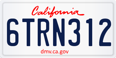 CA license plate 6TRN312