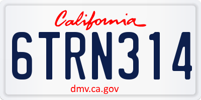 CA license plate 6TRN314