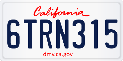 CA license plate 6TRN315