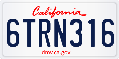 CA license plate 6TRN316