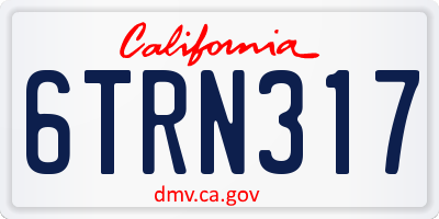 CA license plate 6TRN317