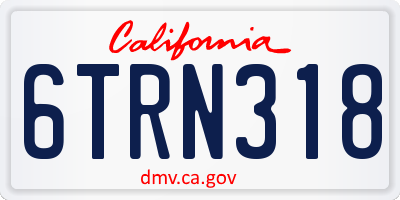 CA license plate 6TRN318