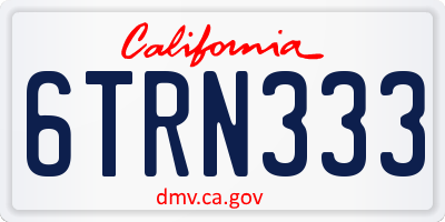 CA license plate 6TRN333